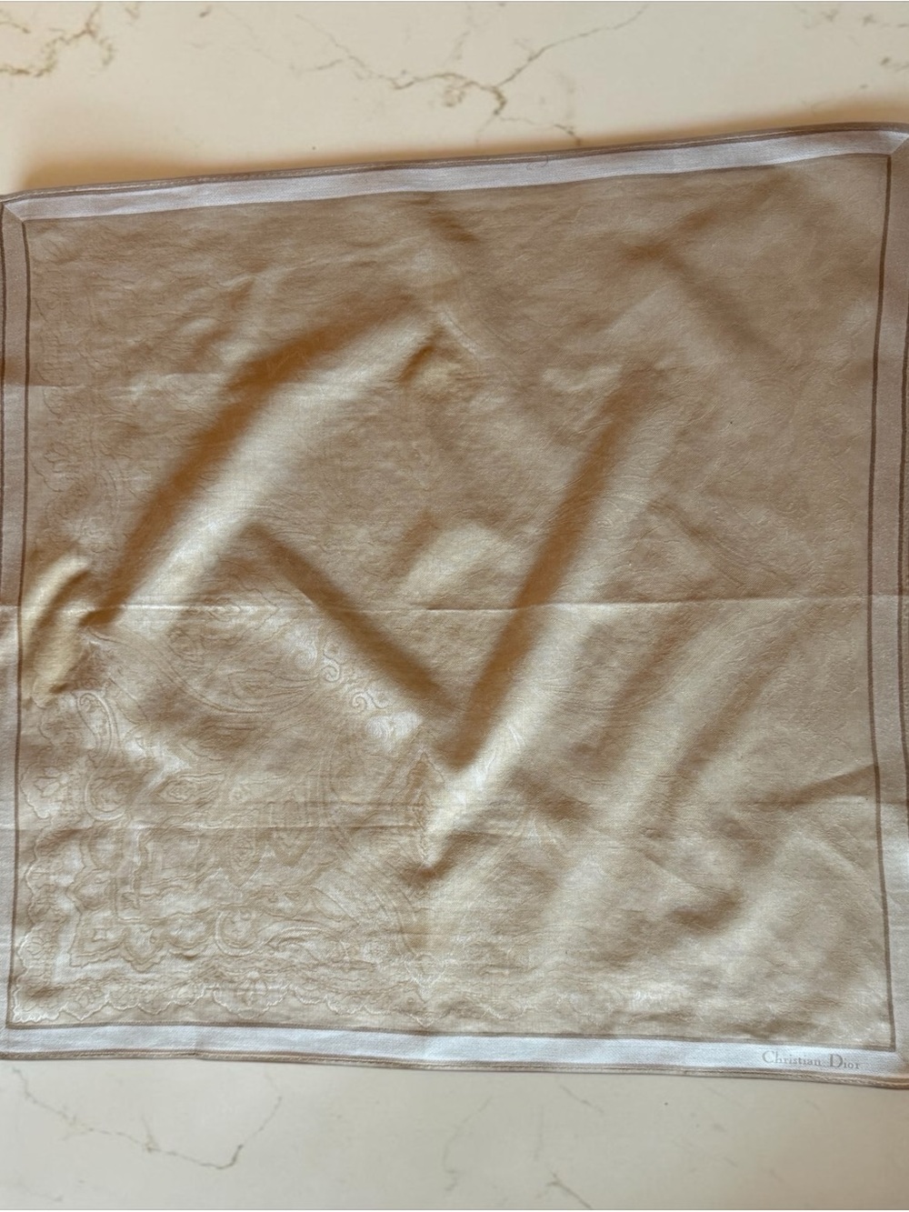 Dior Beige Scarf with Tonal Paisley